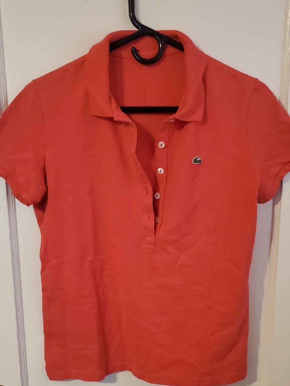 Lacoste Women’s Coral-Red Short Sleeve Polo